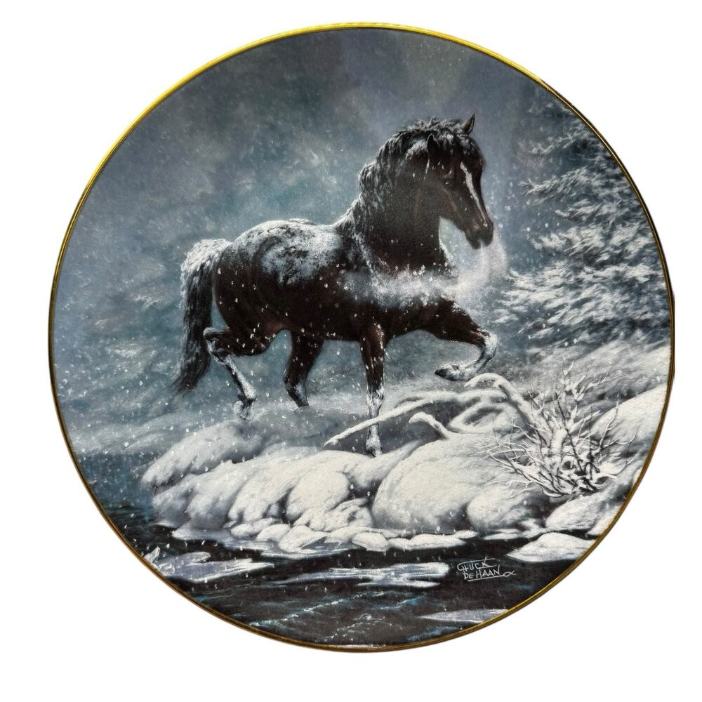 Unbridled Spirit Chuck Dehaan Horse Scene Decorative Art Plates Set Of 3 Vintage - Picture 3 of 10